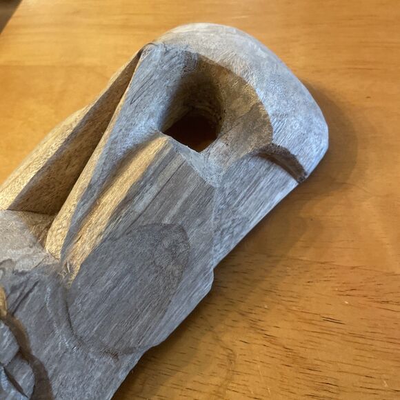 Vtg Hand Carved Wooden Skull Mask Mexican Folk Art Zihuatanejo Ixtapa Rough Hewn - Picture 4 of 8